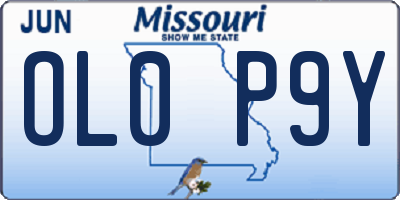 MO license plate OL0P9Y