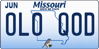 MO license plate OL0Q0D