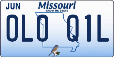 MO license plate OL0Q1L