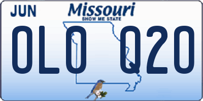 MO license plate OL0Q2O