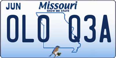 MO license plate OL0Q3A