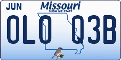 MO license plate OL0Q3B
