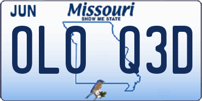 MO license plate OL0Q3D