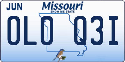 MO license plate OL0Q3I