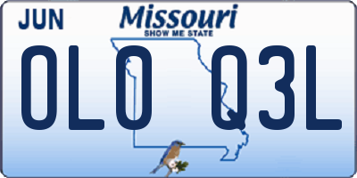 MO license plate OL0Q3L