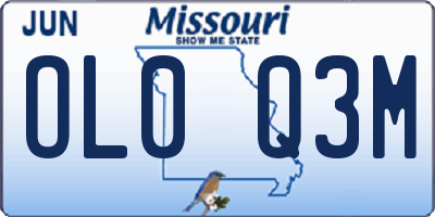 MO license plate OL0Q3M