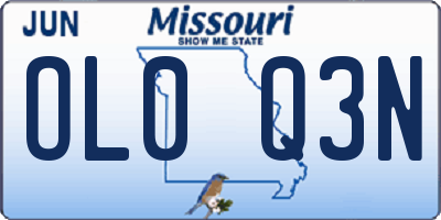 MO license plate OL0Q3N