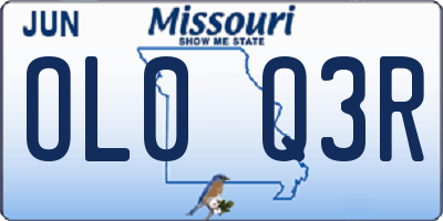 MO license plate OL0Q3R