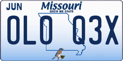 MO license plate OL0Q3X