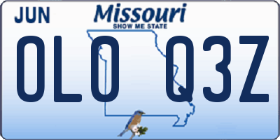 MO license plate OL0Q3Z