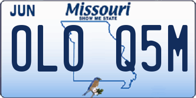 MO license plate OL0Q5M