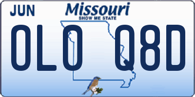 MO license plate OL0Q8D