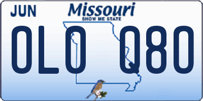 MO license plate OL0Q8O