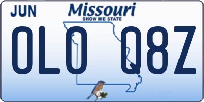 MO license plate OL0Q8Z