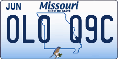 MO license plate OL0Q9C