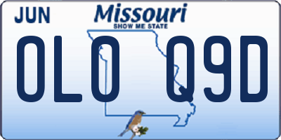 MO license plate OL0Q9D