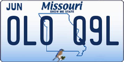 MO license plate OL0Q9L