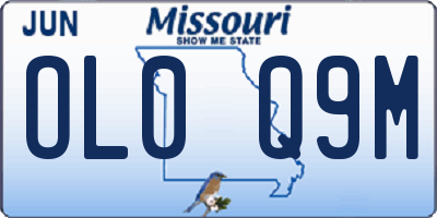 MO license plate OL0Q9M