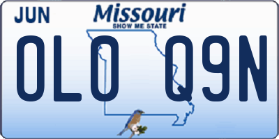 MO license plate OL0Q9N