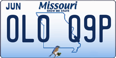 MO license plate OL0Q9P