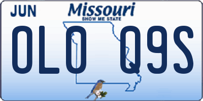 MO license plate OL0Q9S