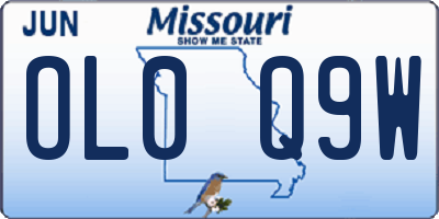 MO license plate OL0Q9W