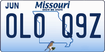 MO license plate OL0Q9Z