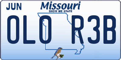 MO license plate OL0R3B