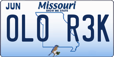 MO license plate OL0R3K