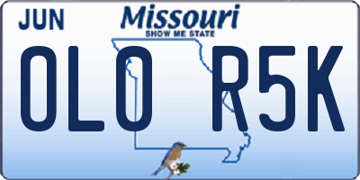 MO license plate OL0R5K