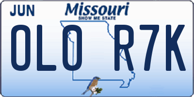 MO license plate OL0R7K