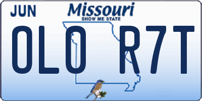 MO license plate OL0R7T