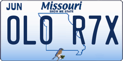 MO license plate OL0R7X