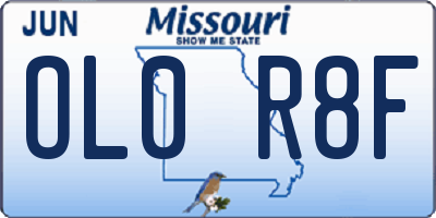 MO license plate OL0R8F