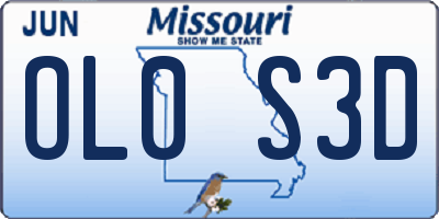 MO license plate OL0S3D