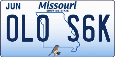 MO license plate OL0S6K