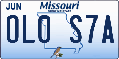 MO license plate OL0S7A