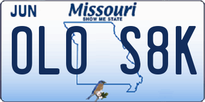 MO license plate OL0S8K