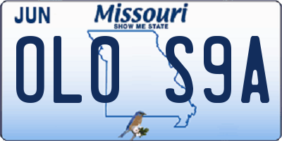 MO license plate OL0S9A