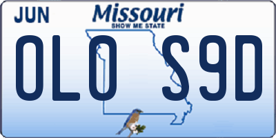MO license plate OL0S9D