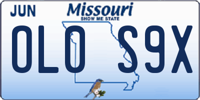 MO license plate OL0S9X