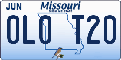MO license plate OL0T2O