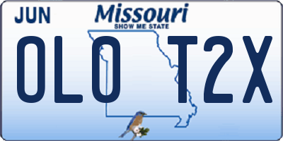 MO license plate OL0T2X