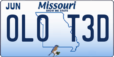 MO license plate OL0T3D