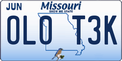 MO license plate OL0T3K