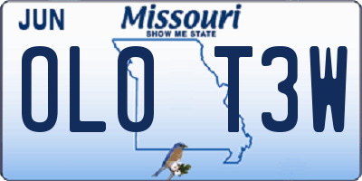 MO license plate OL0T3W