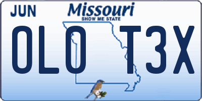 MO license plate OL0T3X
