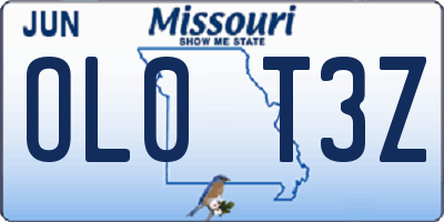 MO license plate OL0T3Z