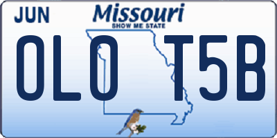 MO license plate OL0T5B