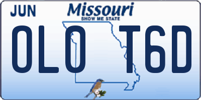 MO license plate OL0T6D